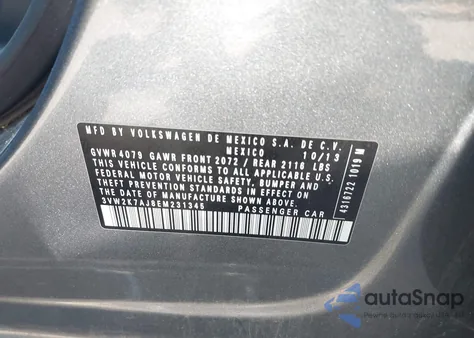 2014 Volkswagen Jetta 2.0L S from USA, damaged, VIN 3VW2K7AJ8EM231345